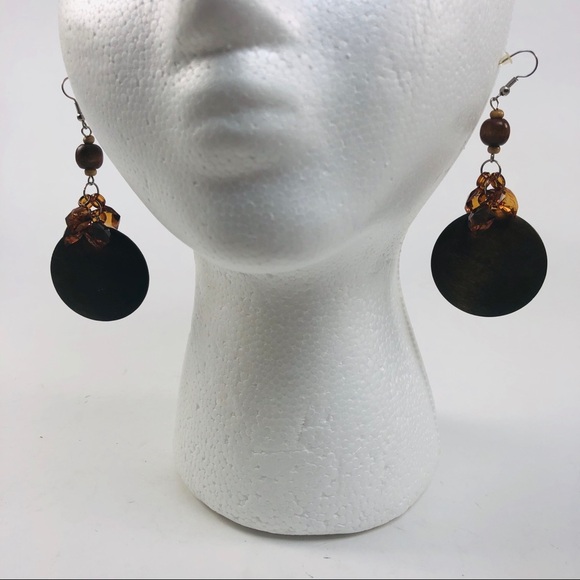 Set of Earrings - 2 Pairs of Fashionable Wood Earrings - Hand Made Brown - Picture 7 of 7
